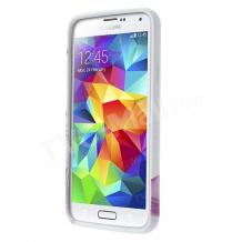 Силиконов калъф / гръб / TPU за Samsung Galaxy S5 G900 / Samsung S5 - бял с розови сърца