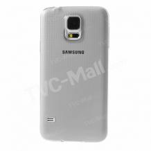 Силиконов калъф / гръб / TPU за Samsung G900 Galaxy S5 - сив / гланц