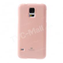 Луксозен силиконов гръб / калъф / TPU Mercury за Samsung Galaxy S5 G900 - JELLY CASE Goospery / розов с брокат