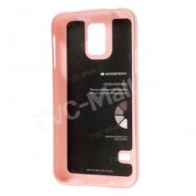 Луксозен силиконов гръб / калъф / TPU Mercury за Samsung Galaxy S5 G900 - JELLY CASE Goospery / розов с брокат