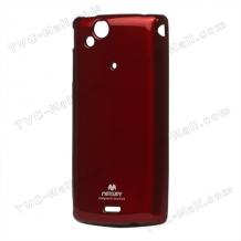 Луксозен силиконов калъф ТПУ за Sony Ericsson Xperia Arc X12 / Arc S - червен с брокат