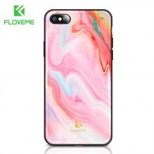 Луксозен твърд гръб със силиконов кант FLOVEME Marble Case за Apple iPhone 7 Plus / iPhone 8 Plus - розов