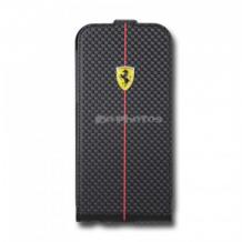 Оригинален кожен калъф Flip тефтер FERRARI за Apple iPhone 6 4.7'' - черен / carbon
