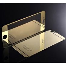 Стъклен скрийн протектор / 9H Tempered Glass Colorful Mirror Screen Protector / 2 в 1 за Apple iPhone 6 / iPhone 6S - златен / Gold / лице и гръб