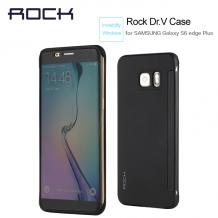 Луксозен кожен калъф тефтер ROCK DR.V Series за Samsung Galaxy S6 Edge+ G928 / S6 Edge Plus G928 - черен