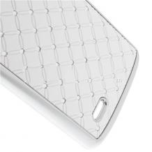 Твърд гръб / капак / с камъни за LG G3 D850 - бял / сребрист кант