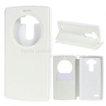 Кожен калъф Flip тефтер Roar Noble Leather View Flexi със стойка за LG G4 - бял