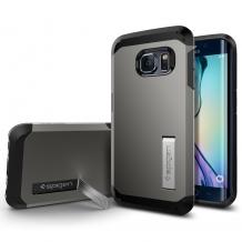 Tвърд гръб / капак / SGP Spigen TOUGH ARMOR за Samsung Galaxy S6 Edge G925 - сребрист / със стойка