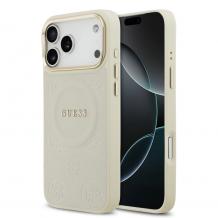 Оригинален кейс Guess Peony Hot Stamp MagSafe За iPhone 17 Pro Max - бежов