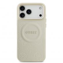 Оригинален кейс Guess Peony Hot Stamp MagSafe За iPhone 17 Pro Max - бежов