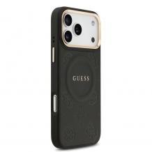 Оригинален кейс Guess Peony Hot Stamp MagSafe За iPhone 17 Pro Max - Черен