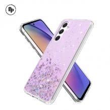 Силиконов калъф / гръб / Brillant Clear Case за Samsung Galaxy A03s - розов / сребрист брокат