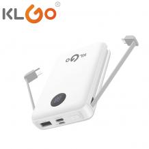 Универсална външна батерия Power Bank KLGO KP-52 3in1 / Lightning, Micro USB, Type-C 10000mAh - бяла