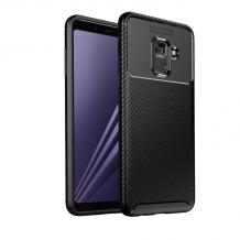 Луксозен силиконов калъф / гръб / TPU Auto Focus за Samsung Galaxy A8 2018 A530F - черен / Carbon