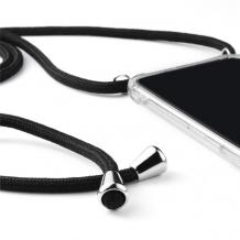Удароустойчив силиконов калъф / гръб / TPU с връзка за Apple iPhone XR - прозрачен / черна връзка