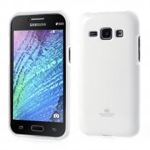 Луксозен силиконов калъф / гръб / TPU Mercury GOOSPERY Jelly Case за Samsung Galaxy J1 - бял