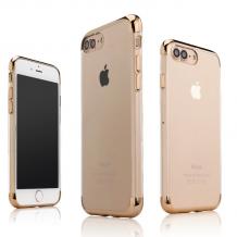 Луксозен ултра тънък силиконов калъф / гръб / TPU Ultra Thin Shining Case за Apple iPhone 7 Plus - прозрачен / златист кант