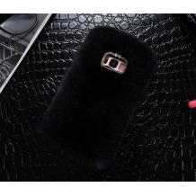 Луксозен силиконов калъф / гръб / TPU 3D с пух и камъни за Samsung Galaxy S8 Plus G955 - черен