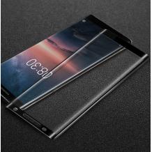 3D full cover Tempered glass Full Glue screen protector Nokia 8 Sirocco / Извит стъклен скрийн протектор с лепило от вътрешната страна за Nokia 8 Sirocco - черен