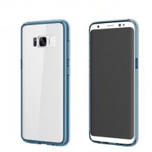 Луксозен гръб Rock Pure Series за Samsung Galaxy S8 G950 - прозрачен / син кант