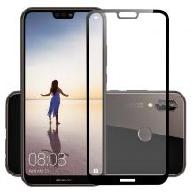 3D full cover Tempered glass screen protector Huawei P20 / Извит стъклен скрийн протектор Huawei P20 - черен