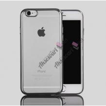 Луксозен силиконов калъф / гръб / TPU за Apple iPhone 7 - прозрачен / сребрист кант