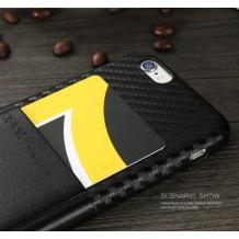 Оригинален гръб X-level Card Case за Apple iPhone 6 Plus / iPhone 6S Plus - черен / кожа и карбон