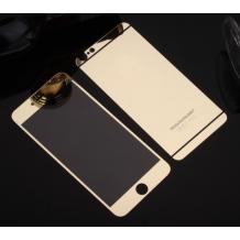 Стъклен скрийн протектор / 9H Tempered Glass Colorful Mirror Screen Protector / 2 в 1 за Apple iPhone 6 / iPhone 6S - златен / Gold / лице и гръб