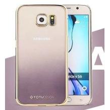 Луксозен твърд гръб / капак / TOTU DESING Simple Series Ocean за Samsung Galaxy S6 G920 - сив със златист кант