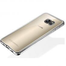 Луксозен силиконов гръб TPU за Samsung Galaxy S6 G920 - прозрачен / черен кант