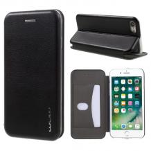 Луксозен кожен калъф Flip тефтер със стойка WUW за Apple iPhone 6 / iPhone 6S - черен