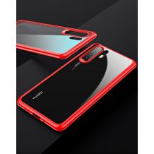 Луксозен силиконов гръб USAMS MANT Series TPU за Huawei P30 Pro - прозрачен / червен кант