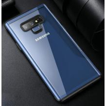 Луксозен стъклен твърд гръб EDIVIA GLASS за Samsung Galaxy Note 9 - прозрачен / син кант