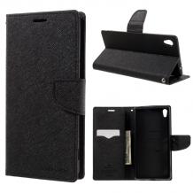 Кожен калъф Flip тефтер Mercury GOOSPERY Fancy Diary със стойка за Sony Xperia XA Ultra - черен