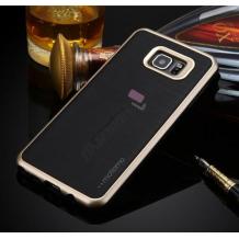 Луксозен силиконов калъф / гръб / TPU ROYCE за Samsung Galaxy S6 Edge G925 - черен / златист кант