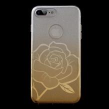 Луксозен силиконов калъф / гръб / TPU FSHANG ENSIDA Rose за Apple iPhone 7 Plus - преливащ / сребристо и златисто / брокат
