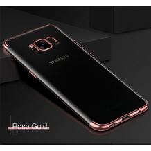 Луксозен силиконов калъф / гръб / TPU за Samsung Galaxy S8 G950 - прозрачен / кант Rose Gold