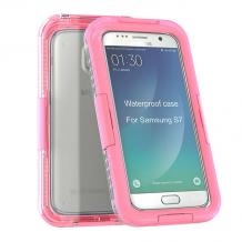Водоустойчив калъф / Waterproof Heavy Duty Phone Case Cover за Samsung Galaxy S7 G930 - розов