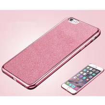 Луксозен силиконов калъф / гръб / TPU за Apple iPhone 5 / iPhone 5S / iPhone SE - розов / брокат / Glitter 2in1