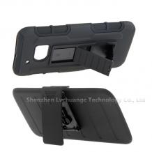 Удароустойчив калъф със стойка от 2 части за HTC One M7 - черен