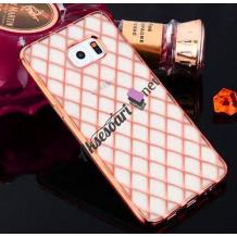 Силиконов калъф / гръб / TPU 3D за Samsung Galaxy S7 G930 - прозрачен с розов кант / ромб