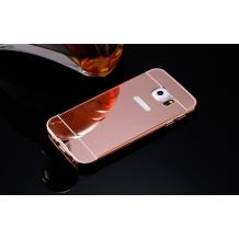 Луксозен алуминиев бъмпер с твърд гръб за Samsung Galaxy S7 G930 - огледален / Rose Gold