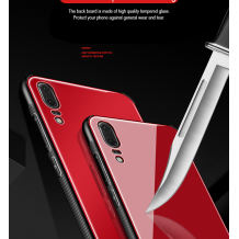 Луксозен стъклен твърд гръб за Huawei P20 Pro - червен