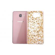 Силиконов калъф / гръб / TPU 3D за Samsung Galaxy A5 2017 A520 - златист / прозрачен / блестящи стружки