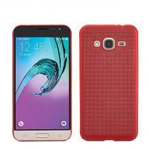 Твърд гръб за Samsung Galaxy J7 2016 J710 - червен / Grid