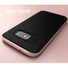 Луксозен твърд гръб за Samsung Galaxy S7 Edge G935 - черен / Rose Gold кант / Carbon