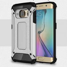 Силиконов гръб TPU Hybrid с твърда част за Samsung Galaxy S6 Edge G925 - сребрист