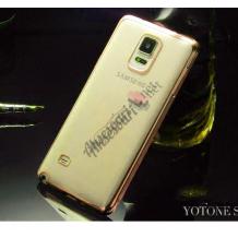 Луксозен силиконов калъф / гръб / TPU за Samsung Galaxy Note 3 N9000 / Samsung Note 3 N9005 - прозрачен / златист кант