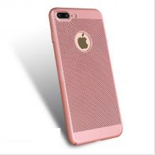 Твърд гръб за Apple iPhone 6 Plus / iPhone 6S Plus - Rose Gold / Grid