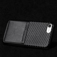 Оригинален гръб X-level Card Case за Apple iPhone 6 Plus / iPhone 6S Plus - черен / кожа и карбон